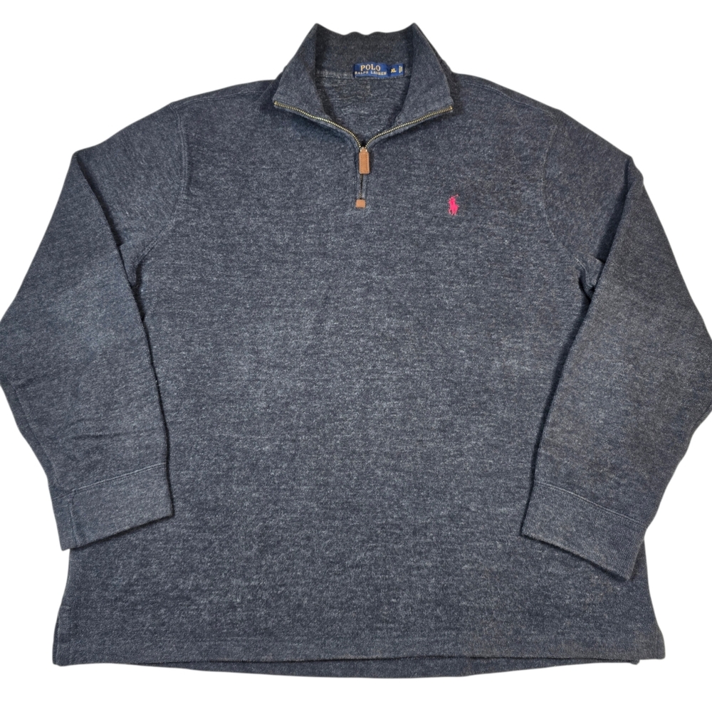 Polo Ralph Lauren Men's Gray Knit 1/4 Zip Mock Neck Long‎ Sleeve Sweater Size XL